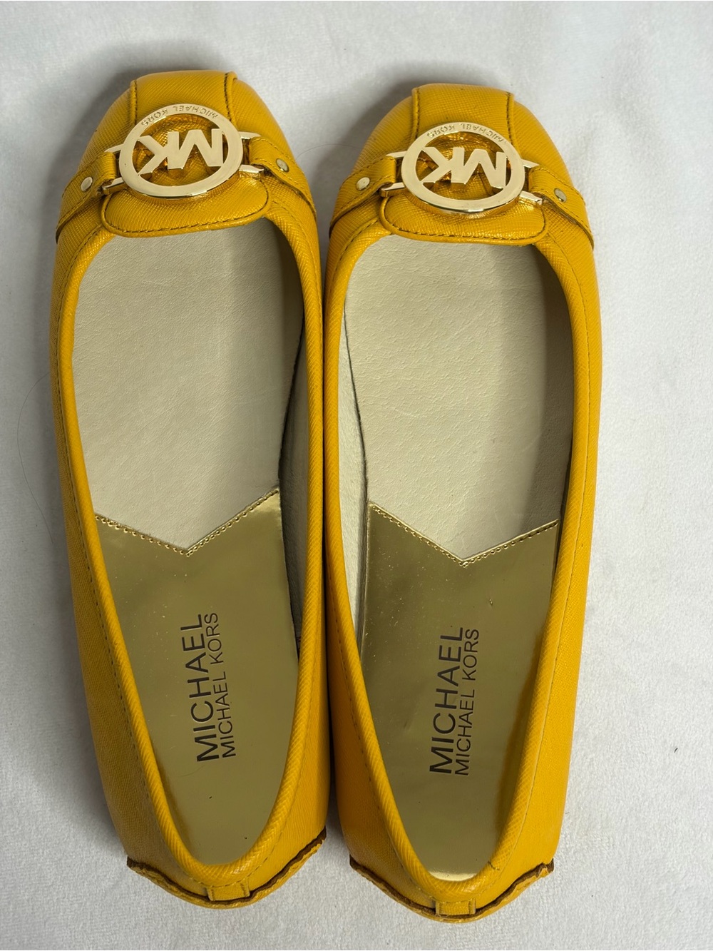 Women's Size 7 1/2 Shoes MICHAEL KORS Fulton Saffiano Leather Moccasins - Picture 3 of 12